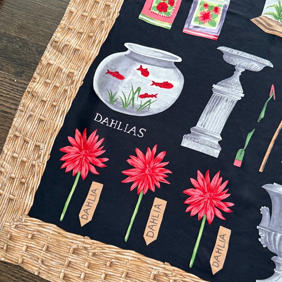 Echo Vintage Garden Theme 100% Silk Scarf - Designed in Korea - Picture 3 of 11